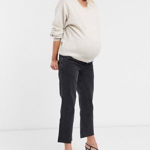 ASOS MATERNITY CROP BLACK WIDE LEG JEANS SIZE 8